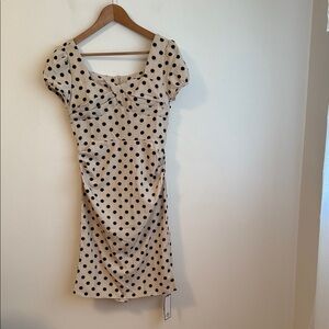 NWT Women’s Size Medium Retro Stage Polka Dot Beige and Black Dress